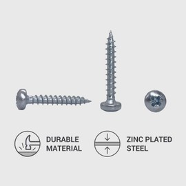 Pack of 100 DIN 7981 Galvanised Steel 3.0 x 20 mm Wood Screws Chipboard Screws with Flat Head Universal Pozi Drive Screw PZ Full Thread (100, 3.0 x 20 mm)