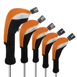 Andux 5pcs/Set Golf 460cc Driver Fairway Wood Club Head Covers Long Neck Orange