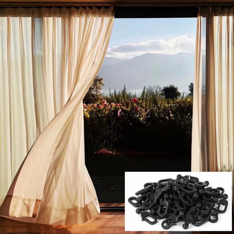 50-Pack Plastic Gazebo Curtain Hooks - Invisible Track Clips for