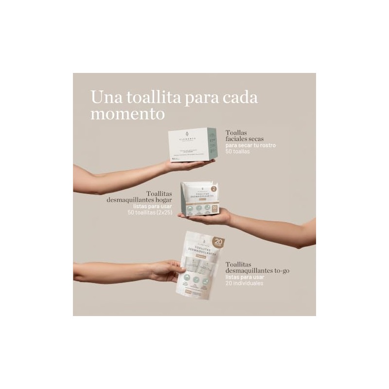 Elementa Toallitas Desmaquillantes Individuales, Toallitas Húmedas para Desmaquillar Ojos y