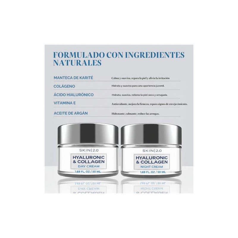 Skin Hidratante Facial Ácido Hialurónico Colágeno Crema Hidratación Profunda Reafirmante