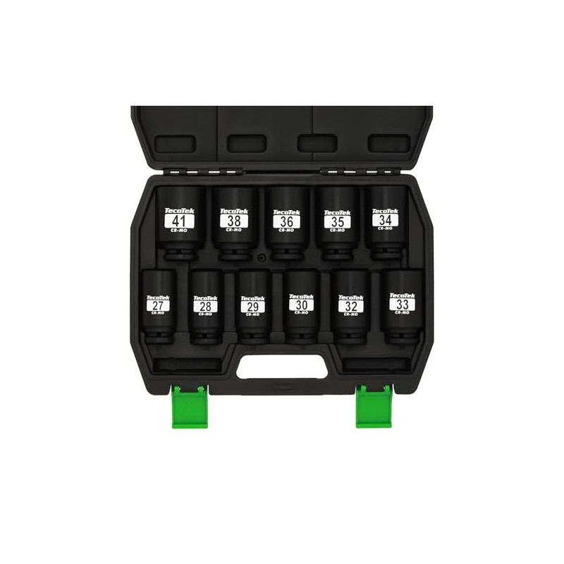 TecoTek 1/2" Drive Deep 6-Point Impact Socket Set, 11-Piece Deep