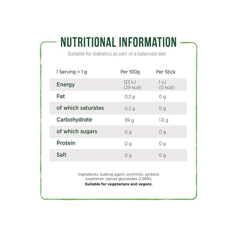 Pure Via Stevia Sticks - Zero Calories, Zero Sugar, 300