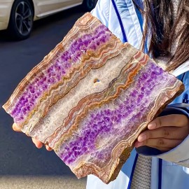 Wholesale Natural Amethyst Agate Slab Carved Polished Stone Ideal for Energy Healing Decoration GiftColor: Purple Amethyst Agate Slab, Size: about 200-300g