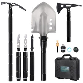 MUMTOP Survival Shovel, 30" Folding Camping Shovel Heavy Duty Carbon Steel