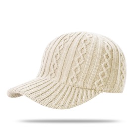 YAMEE Baseball Cap Winter for Women Knitted Hat with Visor Warm Fashion Winter Hat Women's Soft Breathable Baseball Cap Men Adjustable Baseball Cap for Men and Women for Running, Golf, Travel, beige
