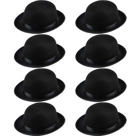 SGBETTER 8 Pack Kids Black Bowler Hats Felt Gentleman Hat Derby Hat for Boys Girls Party Cosplay Dress Up