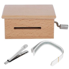 Nikou DIY Music Box, 15 Note Hand‑Cranked Wooden Music Box with 7Pcs Blank Paper Tape and Hole Puncher DIY Music Box