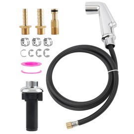 Hygie Rinse Universal Fit Sink Spray Attachment with Hose Set, Kitchen Side Sprayer Head with Adapters Compatible with Moen/Delta Faucet Sprayer Replacement, Braided Hose, Chrome