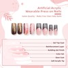 BelleVive 24 Pieces Square Press On Nails, Long False Nails,