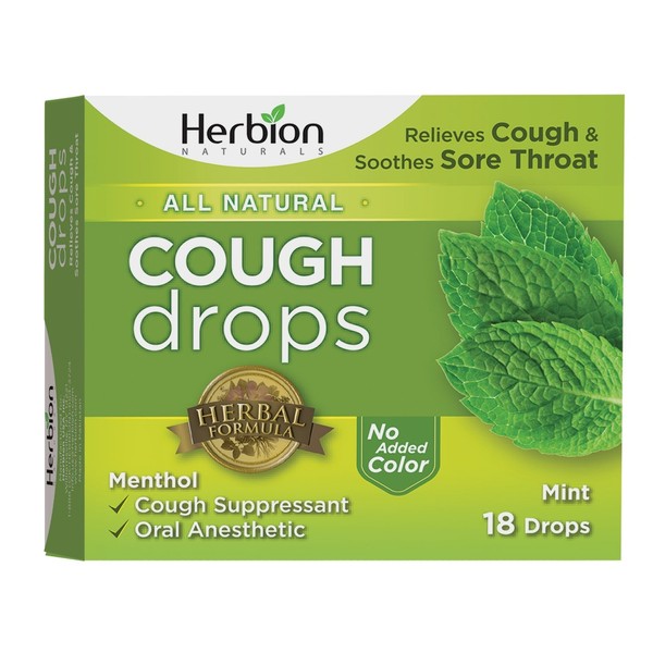 Herbion Naturals Cough Drops with Natural Mint Flavor, 18 Drops