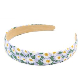 QinGoo Flower Pattern Check Headband Cute Hair Band Hair Turban Hair Accessory No Pain Outing Korean Women's 1 Piece (Blue)