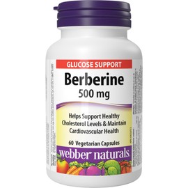 Webber Naturals Webber Naturals Berberine 500 mg, 60 Capsules, Supports Healthy Glucose Metabolism and Cardiovascular Health, Vegan