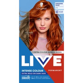 Schwarzkopf LIVE Intense Colour L74 Tangerine Twist, Long-lasting Permanent Copper Hair Dye, Extra Bold on Darker Hair, With Extra Colour Refresh Gloss