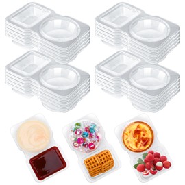 saerryor 20Pcs Reusable Snack Pack Containers,Reusable Snack Pots with Lids,Double Compartment Snack Containers,Thickened and Portable Dip Container