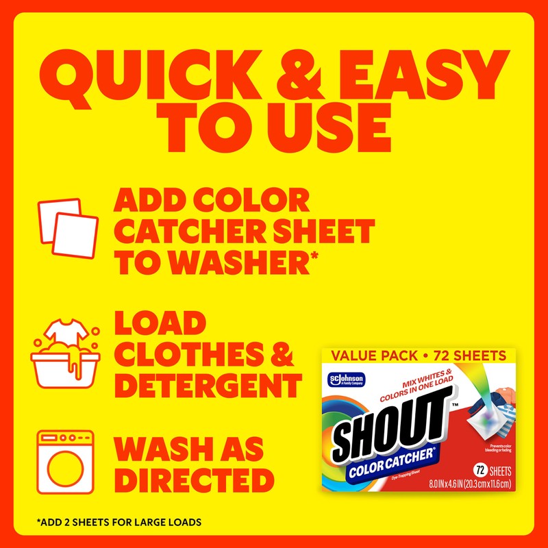 Shout Color Catchers for Laundry, Allow Mixed Washes, Prevents Color