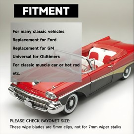 12" and 12" Vintage Front Windshield Wipers (Pack of 2), Polished Stainless Steel Windshield Wiper Blades Universal for Oldtimers/Boat, Silver