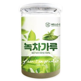 Hello Green 헬로우그린 국산 하동 녹차 가루 250g(통) 국내산 녹차잎 분말 Hello Green Domestic Hadong Green Tea Powder 250g (Container) Domestic Green Tea Leaf Powder