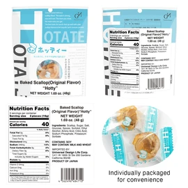 Japanese Hokkaido North.Grand Baked Scallop (Original Flavor) "Hotty" 1.69oz 48g hotate dried scallop grilled scallop roasted scallop fat-free snack healthy
