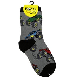 Foozys Boys Fun Monster Trucks Cool Colorful Crew Socks - 1 pair