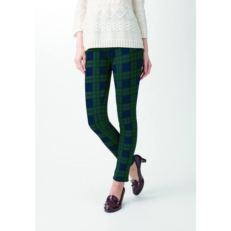 Cervin Fleece Lined Leggings Pants Like a Blanket, Green Check