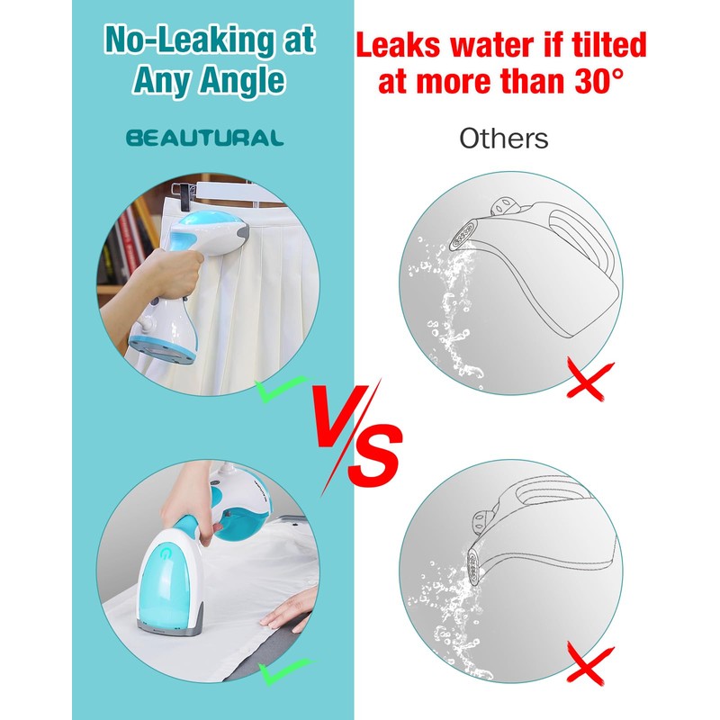 BEAUTURAL Steamer for Clothes, Portable Handheld Garment Fabric Wrinkles Remover,