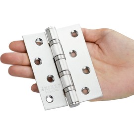 HATANSE 4 Pieces 304 Stainless Steel Hinges 10 cm x 7.5 cm Large Heavy Duty Door Hinge with 32 Pieces Screws for Solid Doors Indoor Outdoor Silver