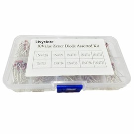 Zener Diodes Kit, 1W Power Diode Assorted Assortment Box Kit Set (3.3V/3.6V/3.9V/4.3V/4.7V/5.1V/5.6V/6.2V/6.8V/7.5V), Range 1N4728~1N4737,Pack of 200, By Ltvystore