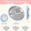 Bella's Friends Stainless Steel Silicone Suction Plates,3 Packs Non-Slip Plates,Divided