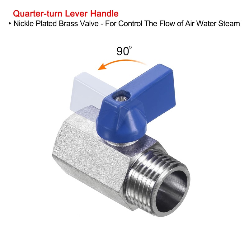 PATIKIL 1/2 NPT Brass Mini Ball Valve, 1 Pack NPT