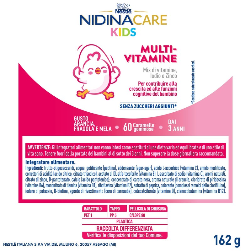 NESTLÉ NIDINACARE KIDS Multi-Vitamine Integratore Alimentare per bambini da 3