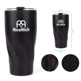 RicoRich Vacuum Insulated Tumbler with Tritan Lid Stainless Steel Double Wall 30.5 fl oz (900 ml), Black (RRWB12-BK)