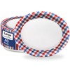 40pcs Gingham Oval Paper Plates 10" X 12" Large Patriotic