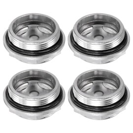 HARFINGTON 4pcs Air Compressor Oil Sight Glass 36 x 1.5mm Male Thread Liquid Level Gauge Aluminum Alloy Hex Head Oil Indicator Window with O-Ring for Air Compressor Gearbox Tanks, Silver