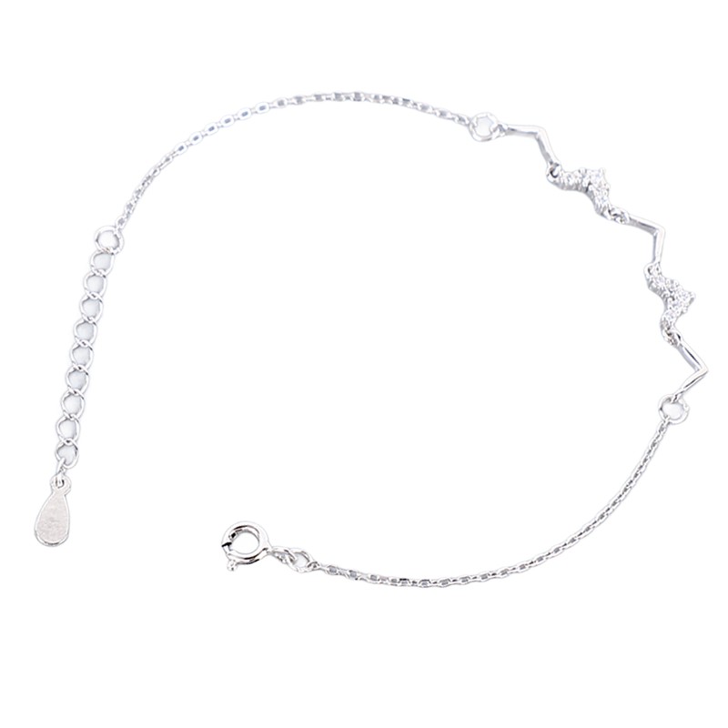 S925 Sterling Silver Heartbeat Wave Bracelet Geometric Wave Bling Fine