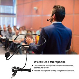 Portable Voice Amplifier Speaker, 3Pcs Mini 3.5mm Wired Head-Mounted Headset Microphone Condenser Mic for Teachers, Guides, Trainers