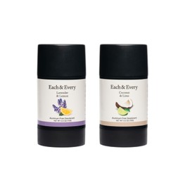 Each & Every 2-Pack Natural Aluminum-Free Deodorant for Sensitive Skin with Essential Oils, Plant-Based Packaging (2.5 Ounce (Pack of 2)) (Lavender & Lemon, Coconut & Lime)