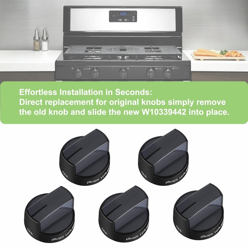 W10339442 Stove Knobs Replacements,Compatible with Whirlpool Gas Range Stove Oven,Control