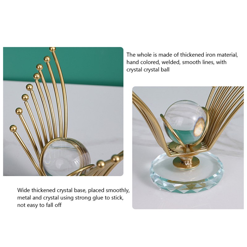 Flying Eagle Statue Modern Abstract Metal Eagle Crystal Ball Figurine