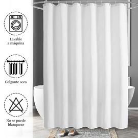 HETIE Cortina de baño, Cortina de baño Impermeable y a Prueba de Moho de 180cm * 180cm, Cortina de baño Impermeable con Gancho, Ojal metálico a Prueba de óxido, Adecuada para familias y baños (Blanco)