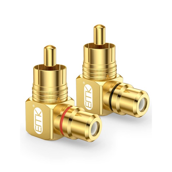 EMK 90 Degree RCAAudio Adapter 2-Pack RCAAudio Male to RCAAudio