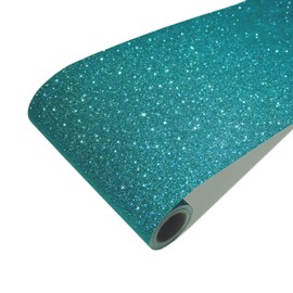 CRE8TIVE Peacock Blue Glitter Wallpaper Border Non-Woven Wallpaper for Living Room Glitter Fabric Wallpaper for Bedroom Cabinet Stickers Vinyl Wrap Packing Paper Chunky Glitter Wallpaper 20cm x 200cm