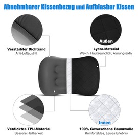 Tavaler Camping Pillow Inflatable Ultralight Outdoor Camping Pillow Inflatable with Removable Cushion Cover Ergonomic Travel Pillow Inflatable (Black)