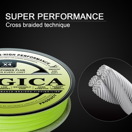 Regica PrimePower Plus Braided Fishing Line - Abrasion Resistant, Smooth & Strong, Zero Stretch, Ultra-thin Diameter - 4 Strand, 6lb-80lb, 150/300 Yards for Saltwater or Freshwater, Colored Braid Line