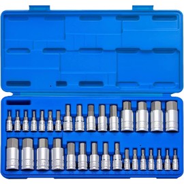 NEIKO 10288A Allen Hex Bit Socket Set, 32 Piece SAE and Metric Allen Socket Set, Allen Head Hex Key Socket Set Made with S2 Steel