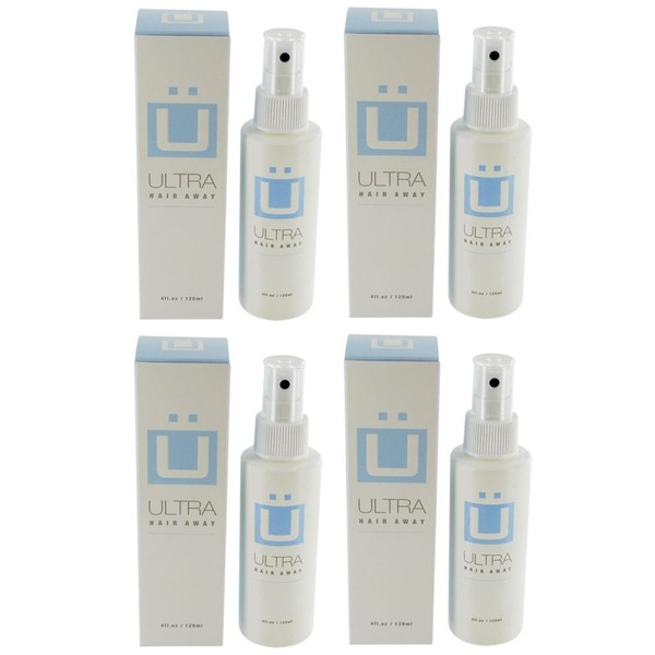 Ultra Hair Away - 4 Bottles - Hair Growth Inhibitor Permanent Hair Removal Remover Spray