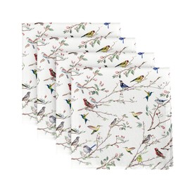 Horaldaily Spring Cloth Napkin 18 x 18 Inch, Birds Branch Floral Party Dinner Decoration Washable Napkins Set of 4