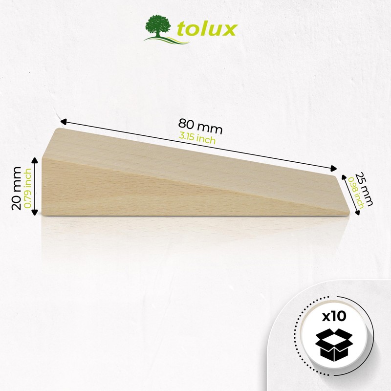 Tolux Wooden Wedges, 80 × 25 × 20 mm (3.15"