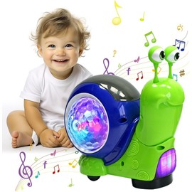 LYSSIID Juguete Caracol Luminoso, Juguete Caracol Que Se Arrastra Tumbado con Música Luminosa, Juguetes Sensoriales Interactivos, Disponibles para Regalo (Verde)