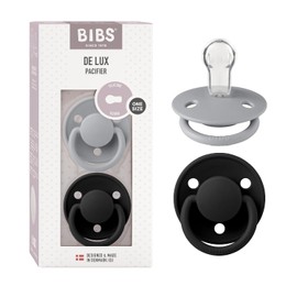 BIBS Chupones De Lux Pack de 2, Tetina de silicón, Talle único, Color Cloud/Black, Hecho en Dinamarca